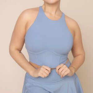 Popflex Cleo Corset Crop Bralette: Blue Storm